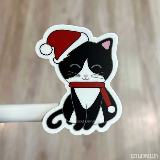 tuxedo cat holiday sticker