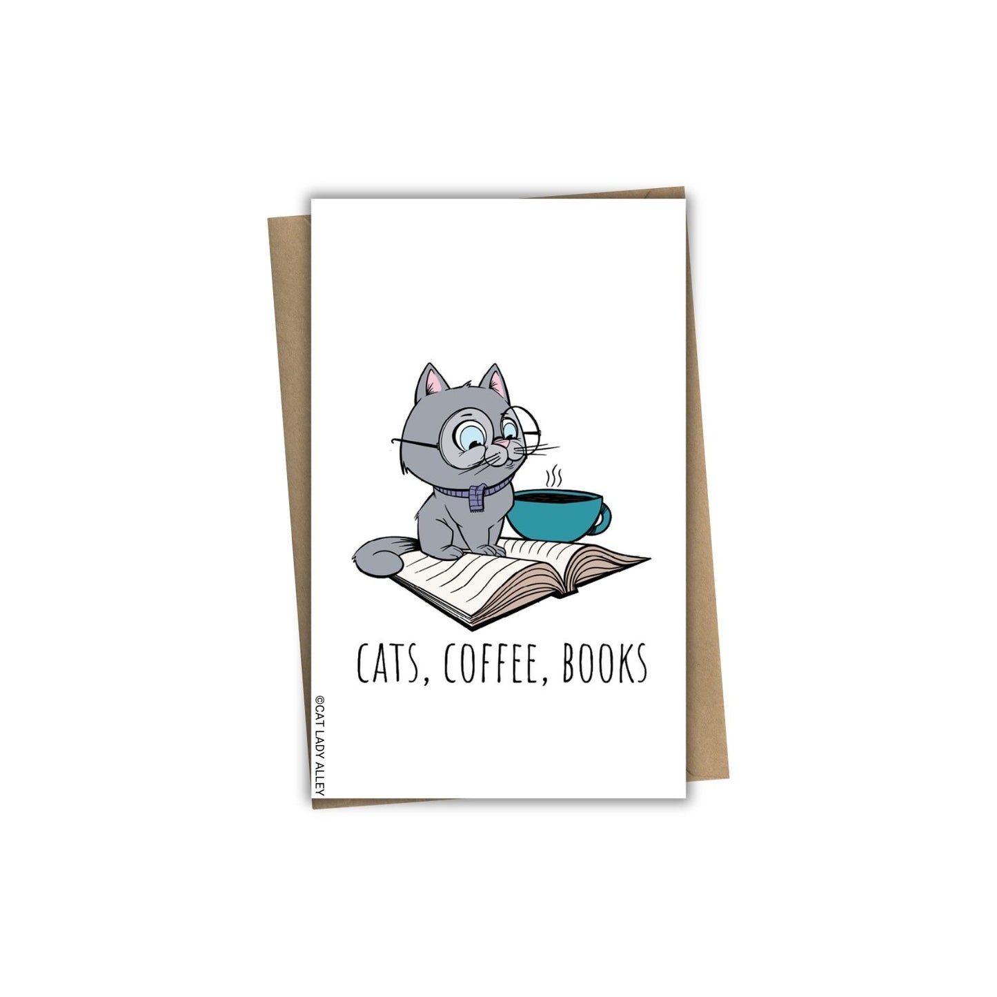 Cats, Coffee, Books Mini Notecard