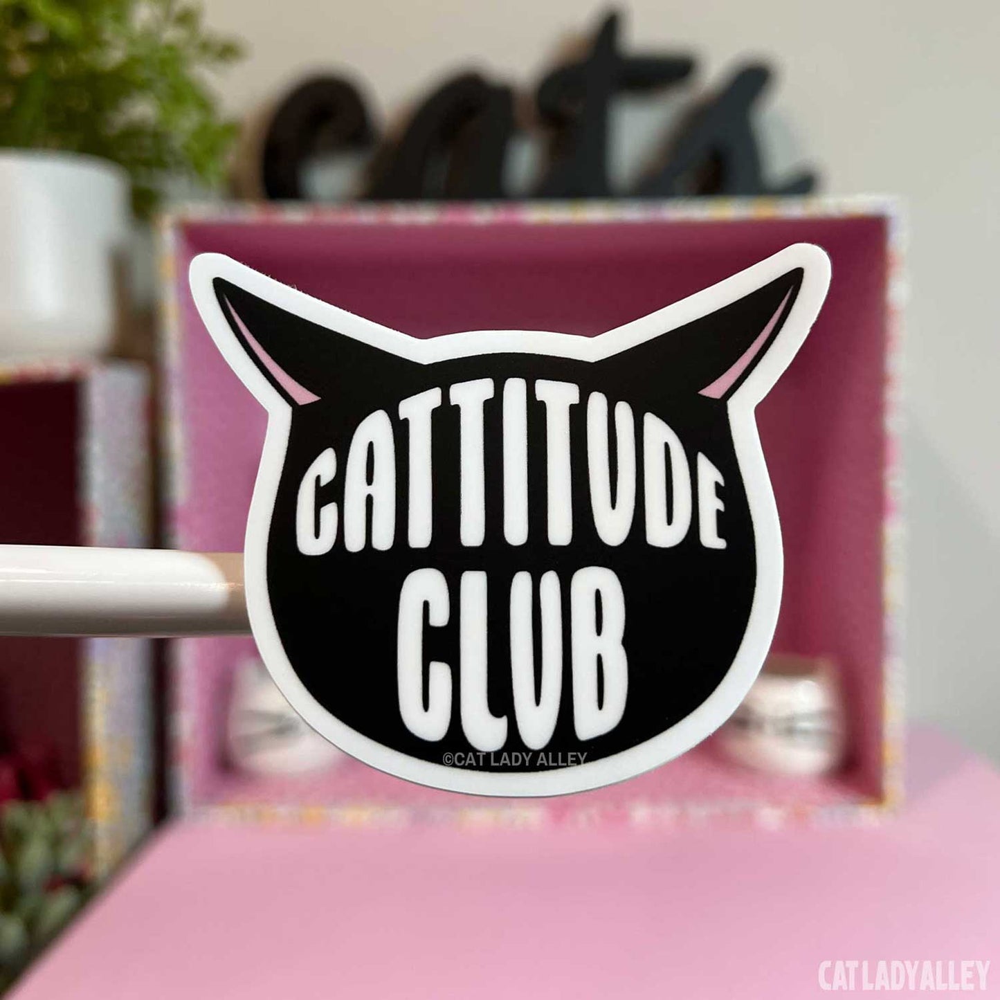 Cattitude Club Cat Sticker cat shape