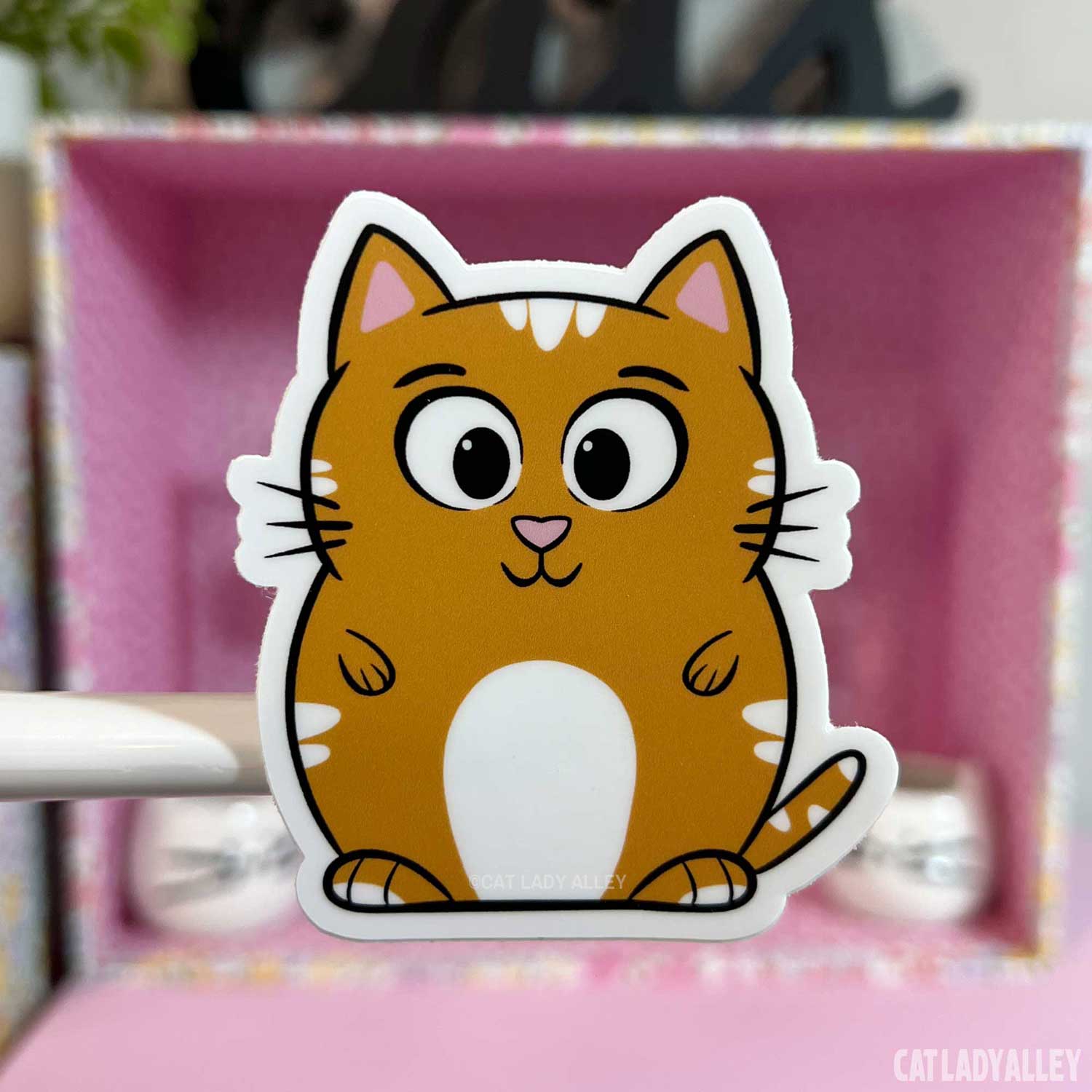 cute orange and white tabby cat sticker