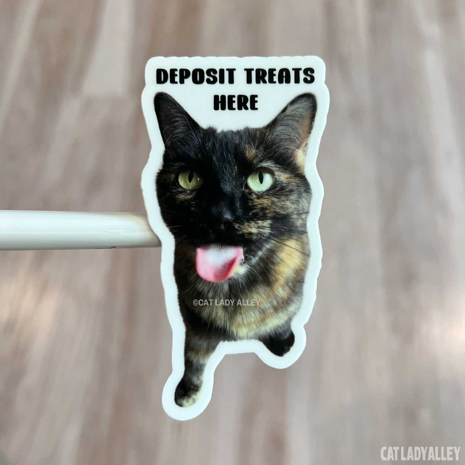 tortoiseshell cat sticker deposit treats here