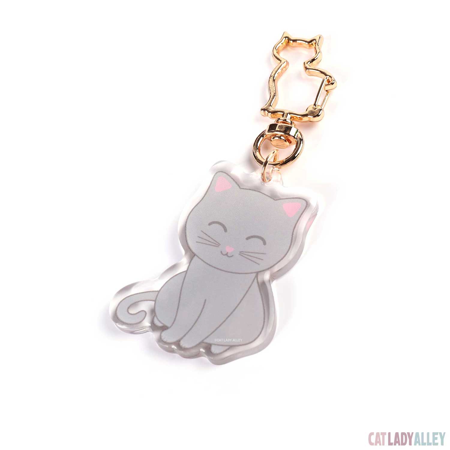 gray cat acrylic keychain