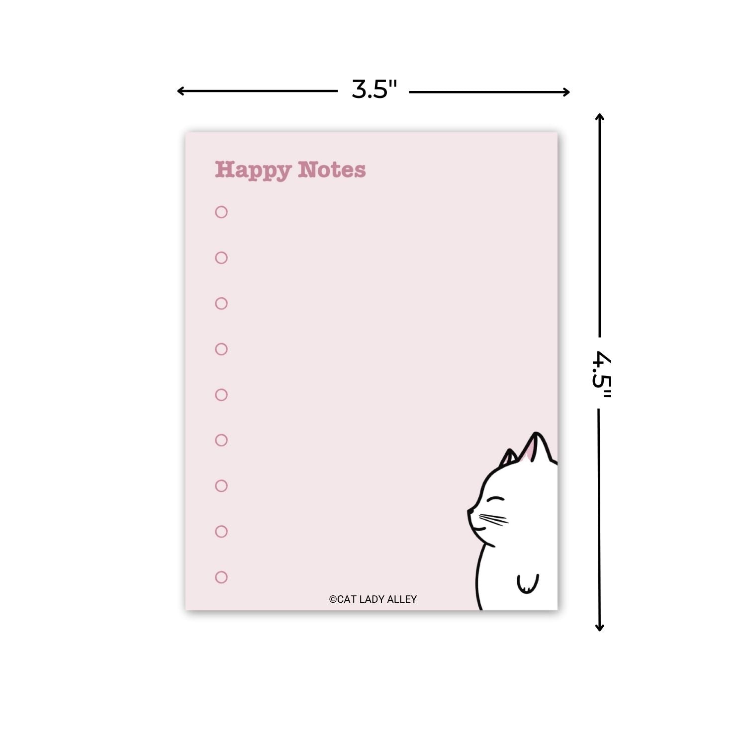 Happy Notes Mini Cat Notepad pink