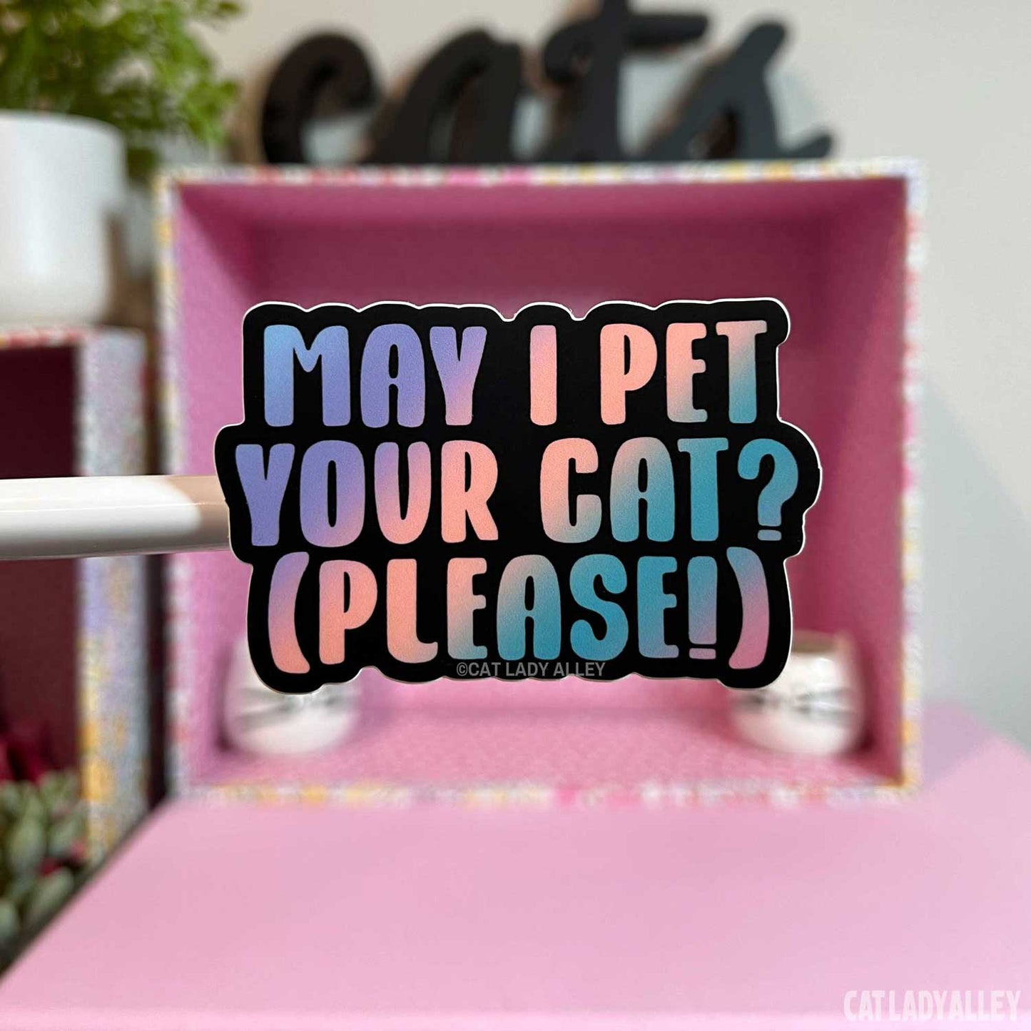 May I Pet Your Cat? colorful cat Sticker