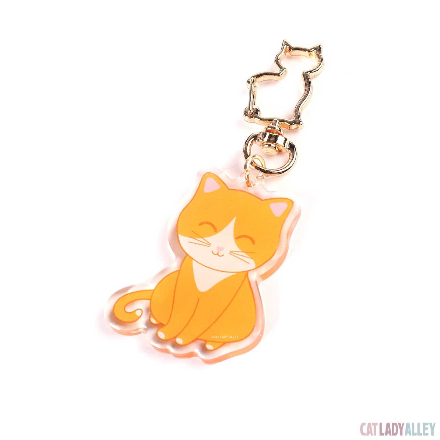 ginger white cat acrylic keychain