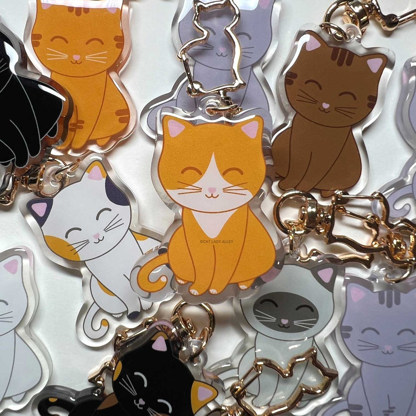 Orange White Cat Keychain