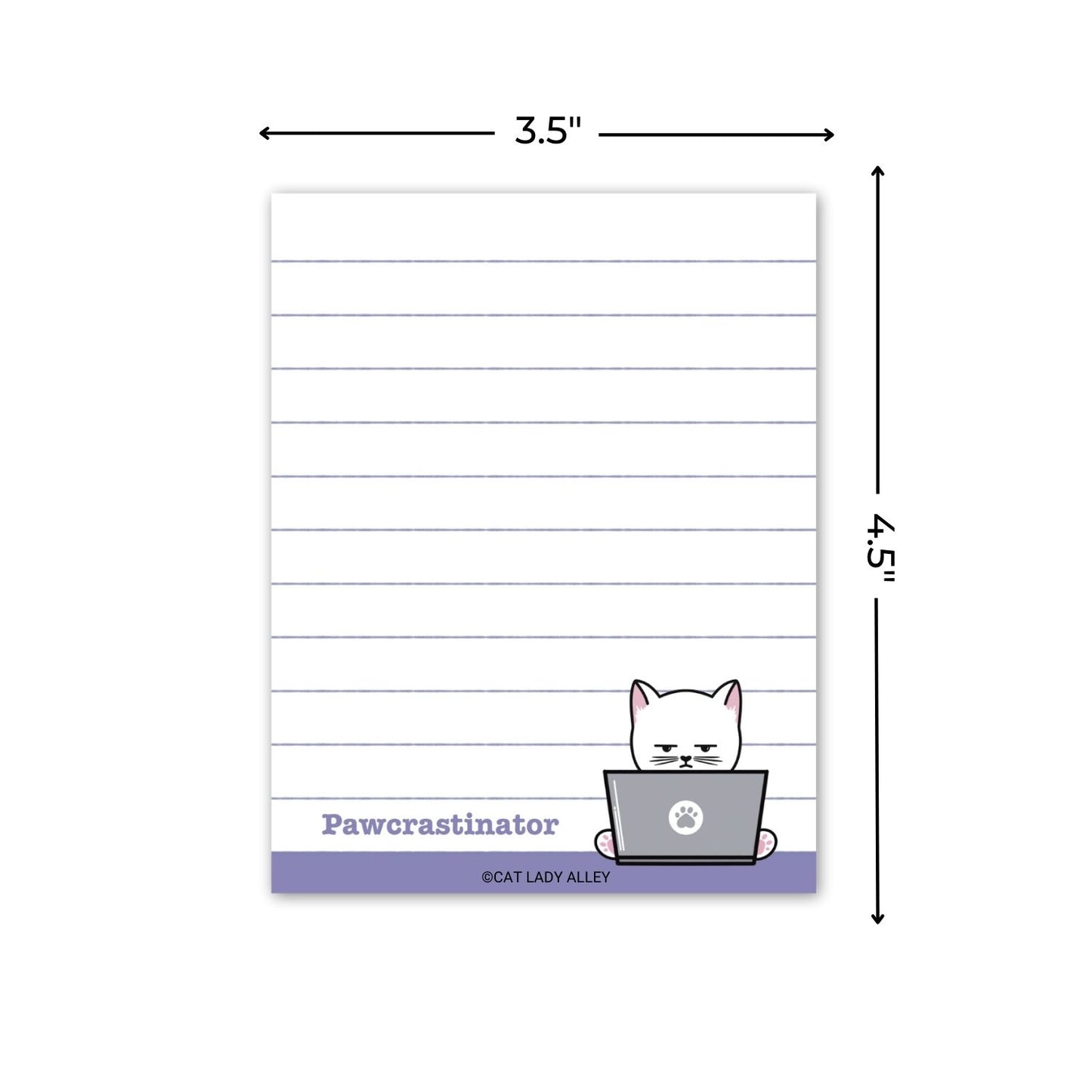 Pawcrastinator Mini Lined Notepad purple