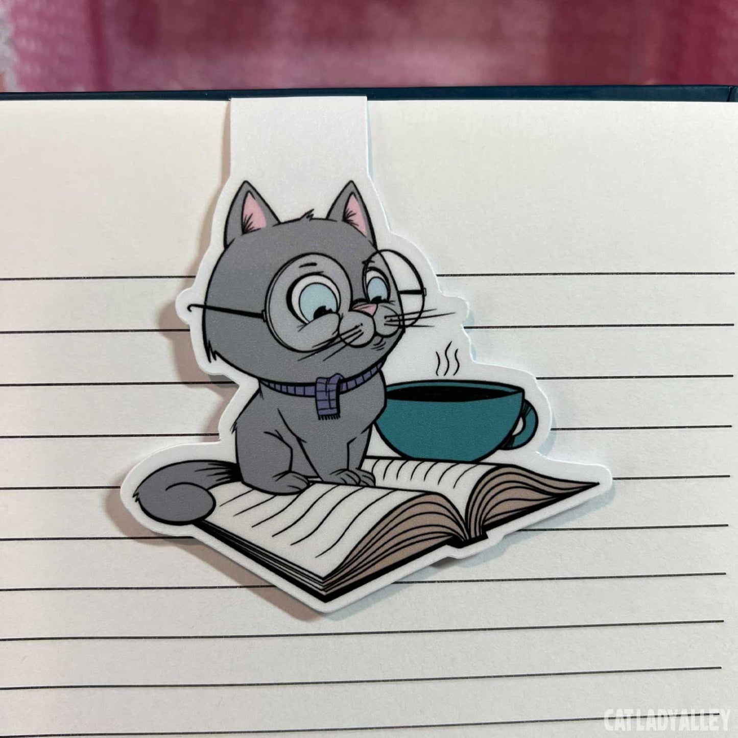 gray cat magnetic bookmark