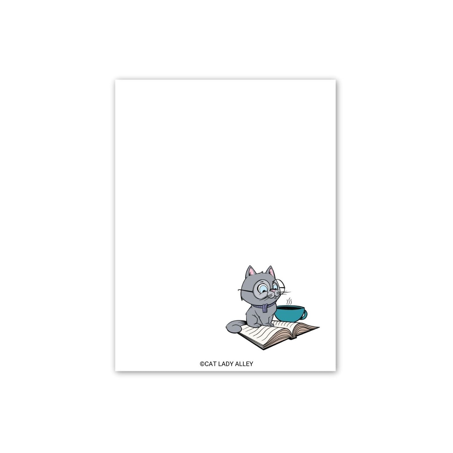 Gray Reading Cat Mini Notepad