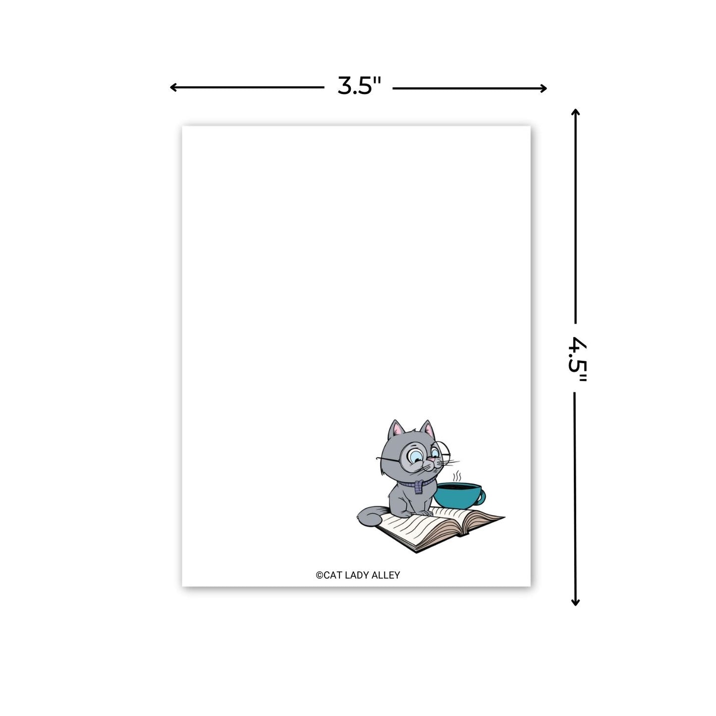 Gray Reading Cat Mini Notepad