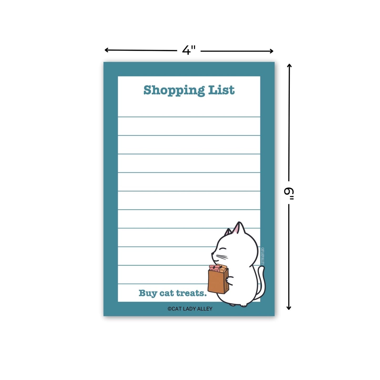 Shopping List Cat Notepad 4x6