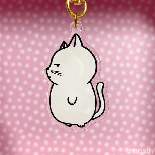 side-eye cat keychain charm