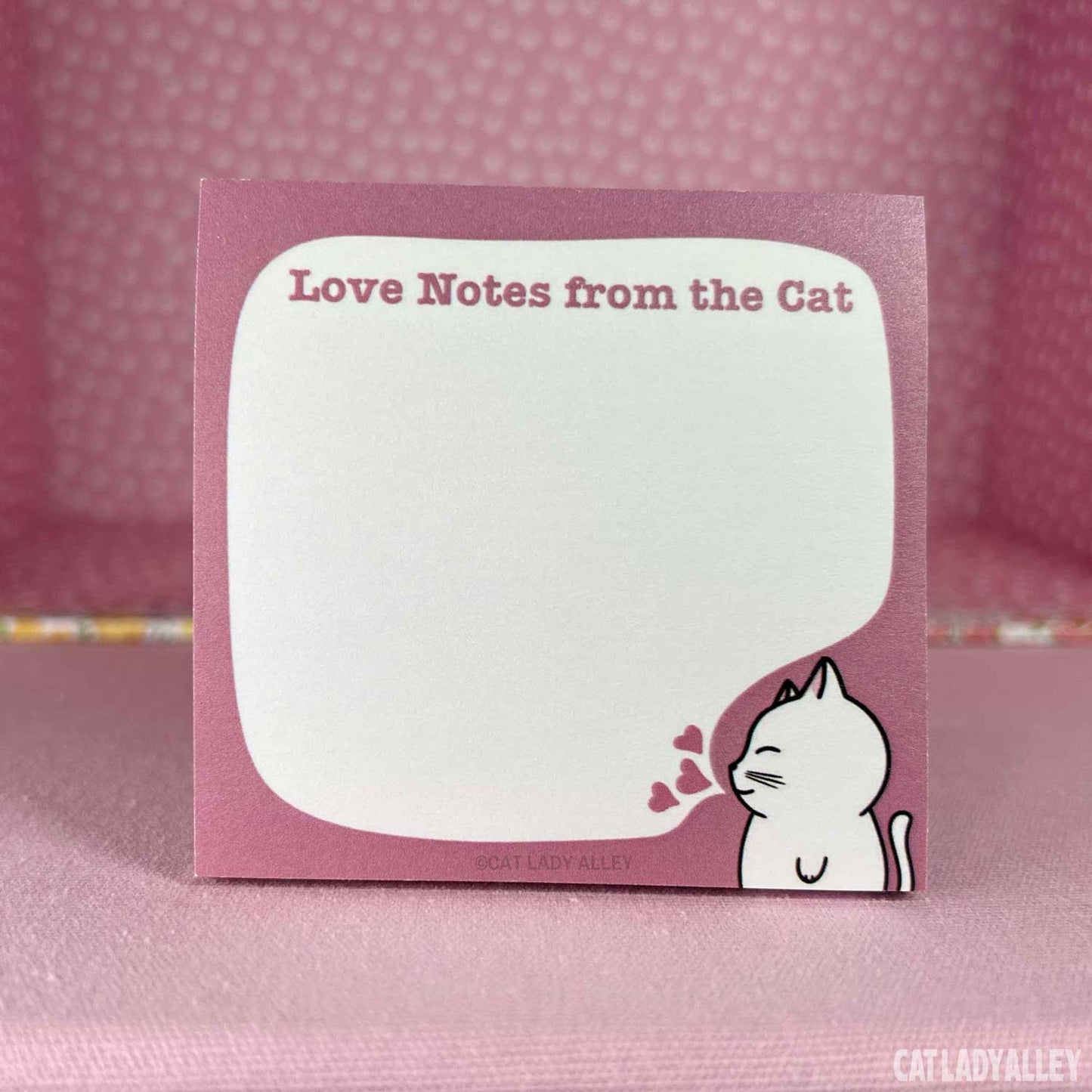 pink love notes from the cat sticky note