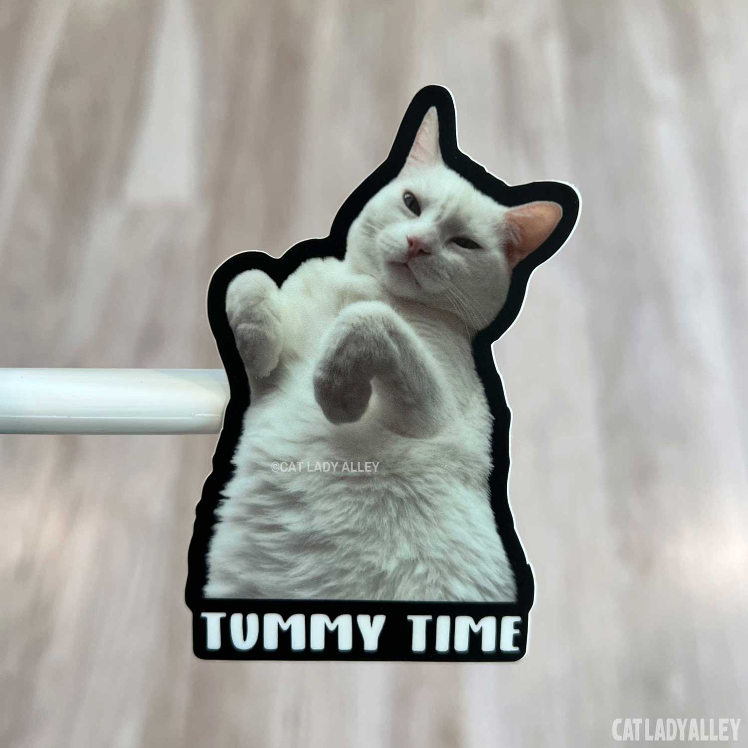 tummy time cat sticker