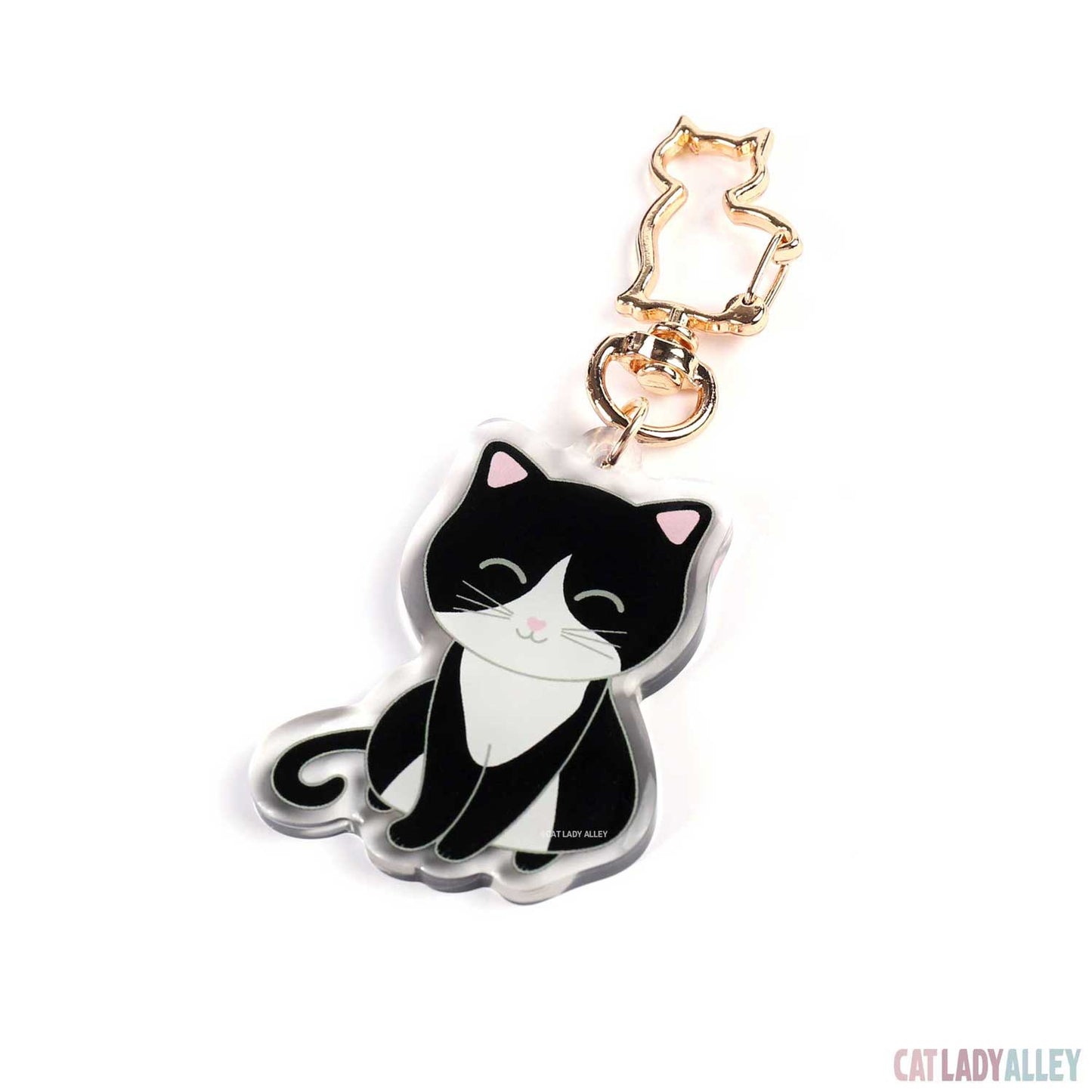 tuxedo cat acrylic keychain