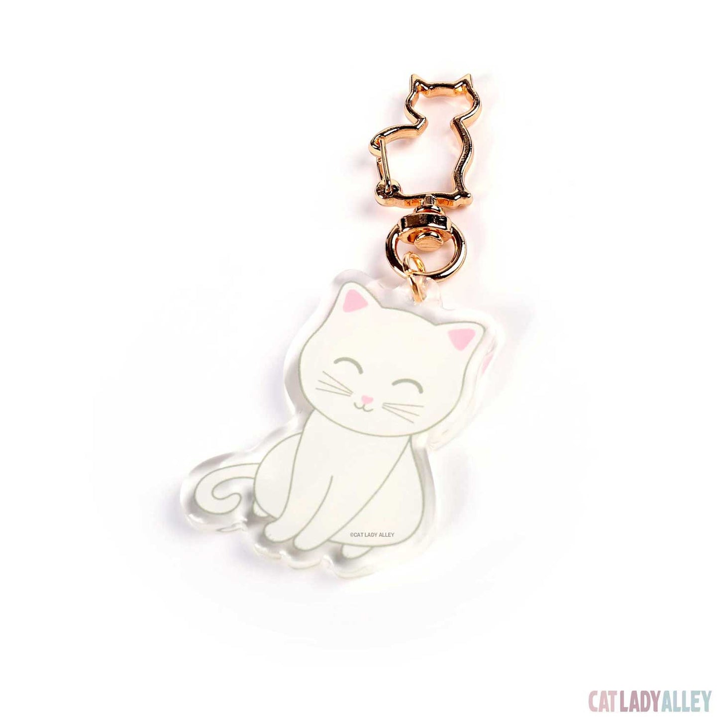 white cat acrylic keychain