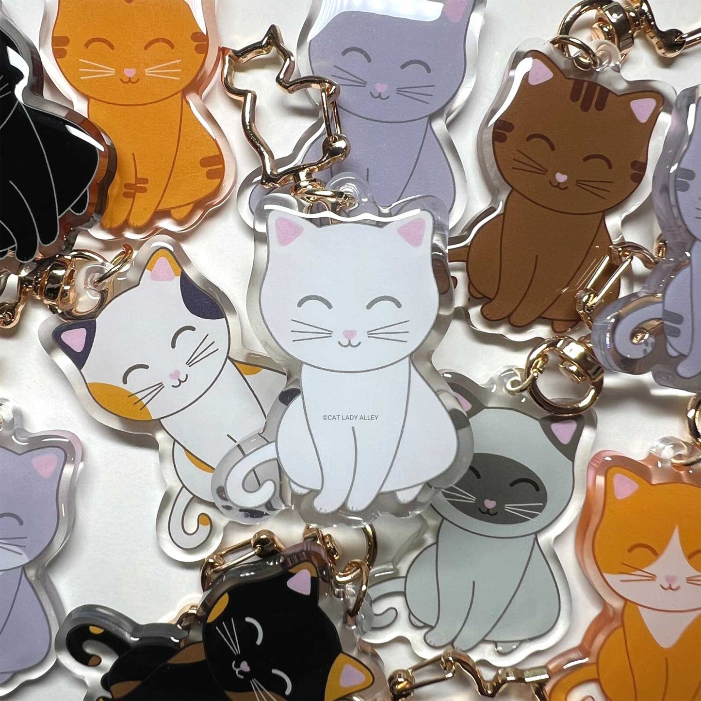 White Cat Keychain